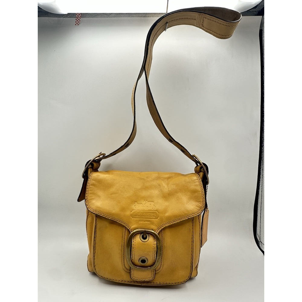 Vintage Coach Y2k Bleeker buckle flap shoulder bag Yellow  11418 legacy